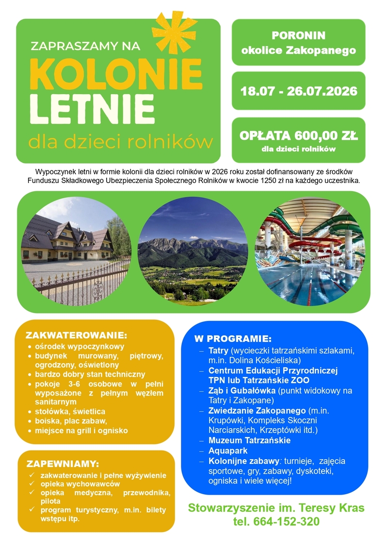 Kolonie dla dzieci rolników - ostatnie wolne miejsca!